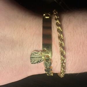 Gold charm bracelet and chain